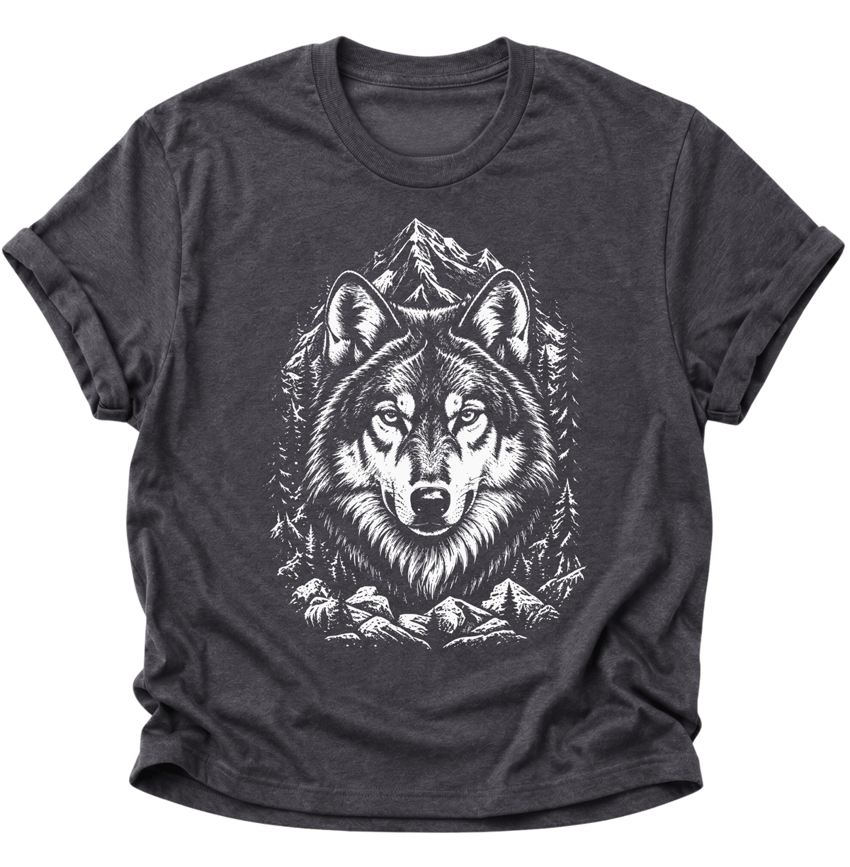Wolf in den Bergen Unisex T-Shirt Dark Heather - PINE & RIVER
