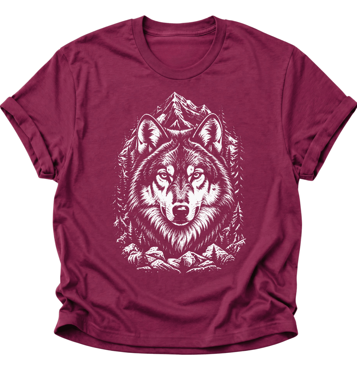 Wolf in den Bergen Unisex T-Shirt Cardinal Red - PINE & RIVER