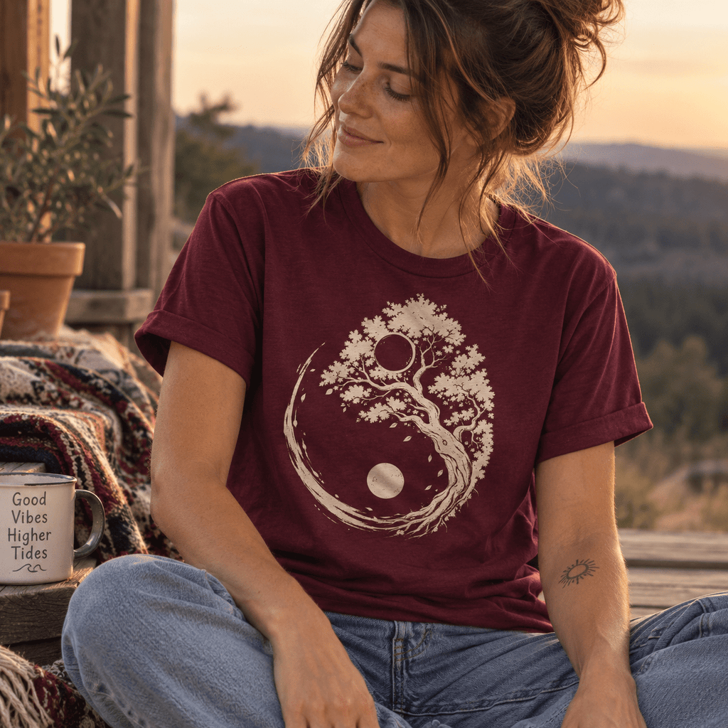 Yin Yang Baum Unisex T-Shirt Cardinal Red - PINE & RIVER
