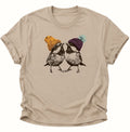 Zwei Spatzen mit Mütze Vintage Unisex T-Shirt Sand - PINE & RIVER